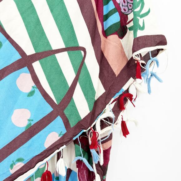 Parfois Womens Boho Summer Fruit Bag Basket Open Front Tassel Fringe Kimono OS - Picture 4 of 6